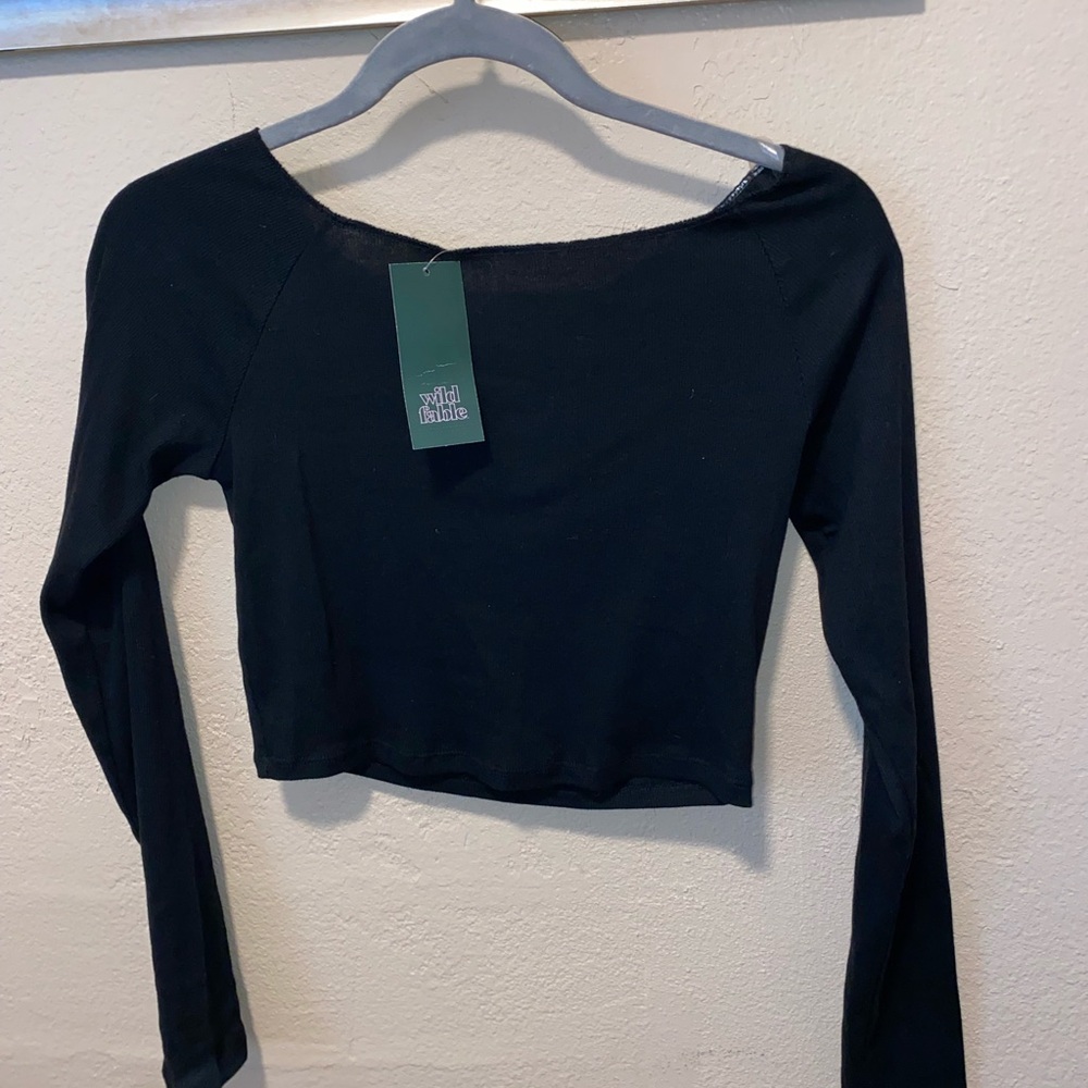 Wild Fable Black Long Sleeve Crop Top